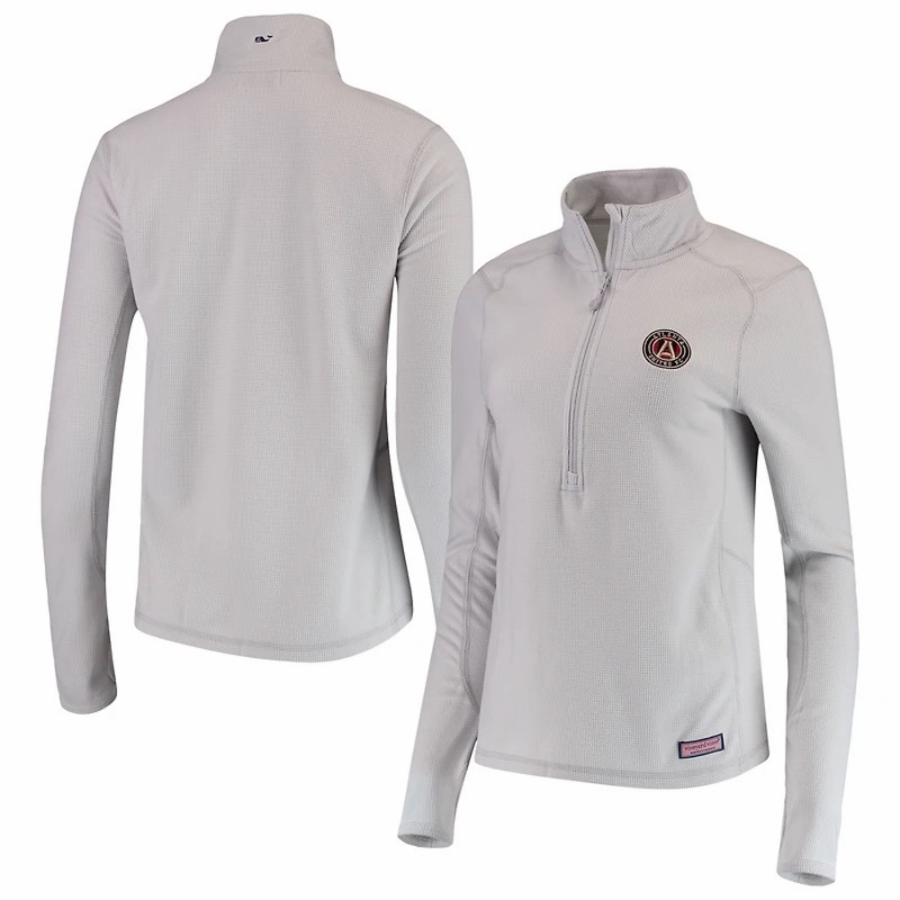 Vineyard Vines Atlanta United FC Grid Fleece 1/4 Zip Pullover Women’s XL Gray